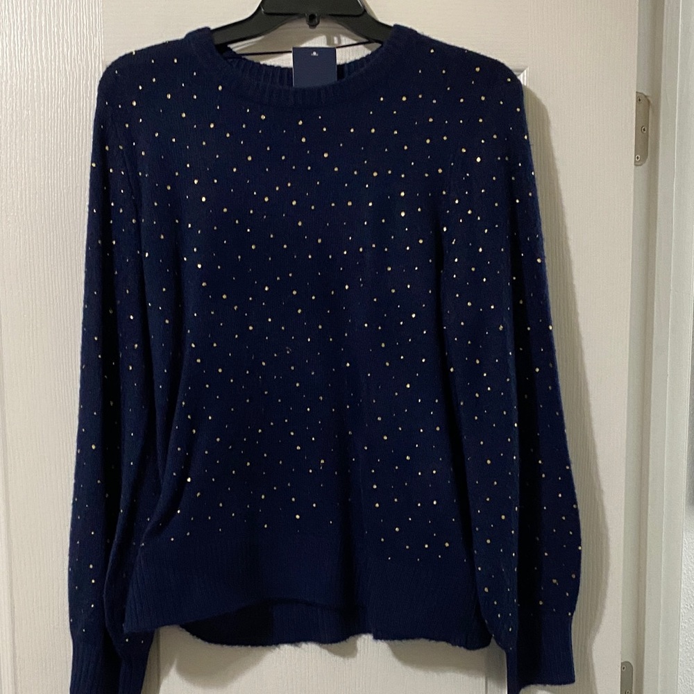Crown & Ivy Navy Sweater with Gold Accents